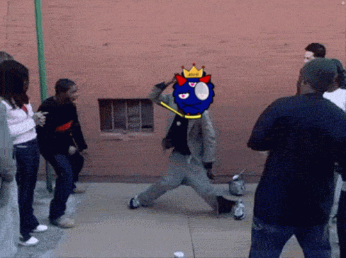 A Cartoon Character With A Crown On His Head Has The Word King On His Face GIF