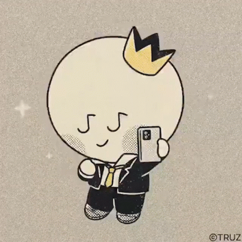 A Cartoon Character With A Crown On His Head Is Taking A Selfie GIF