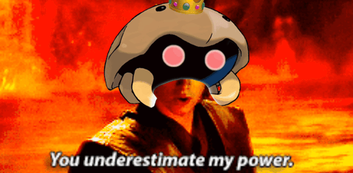 A Cartoon Character With A Crown On Its Head Says You Underestimate My Power GIF