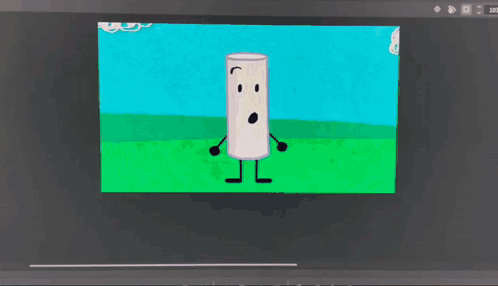 A Cartoon Character With A Face And Arms And Legs Is Dancing On A Screen . GIF