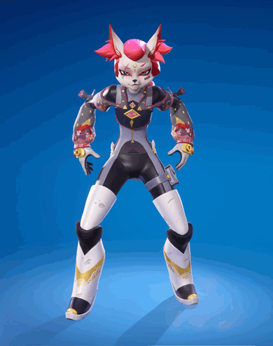 A Cartoon Character With A Fox Face And Pink Hair GIF