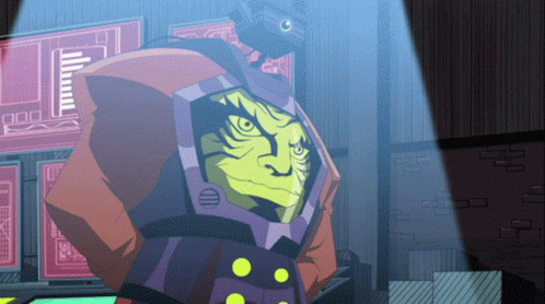 A Cartoon Character With A Green Face Is Standing In Front Of A Monitor That Says 000 GIF