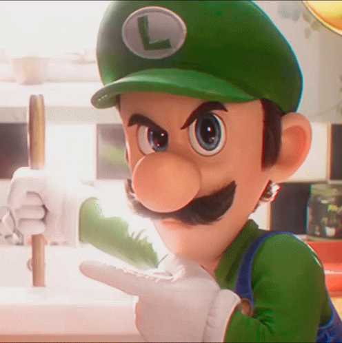 A Cartoon Character With A Green Hat And A L On It GIF