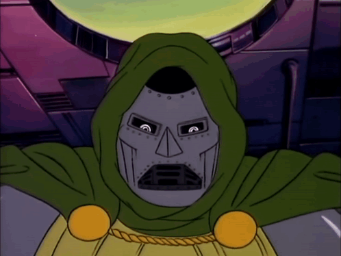 A Cartoon Character With A Green Hood And A Gray Face GIF
