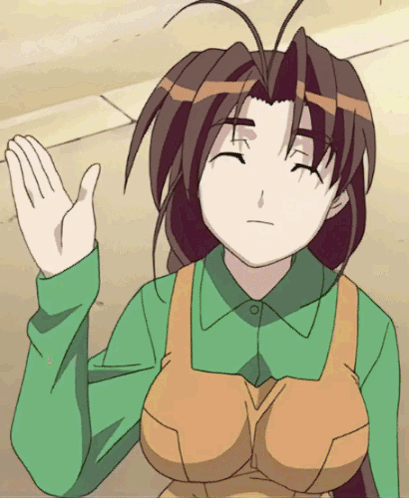 A Cartoon Character With A Green Shirt And An Apron On GIF