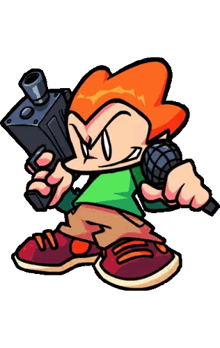 a cartoon character with a gun and a microphone