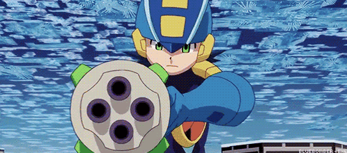 Cartoon Character With H Helmet Holding Gun GIF