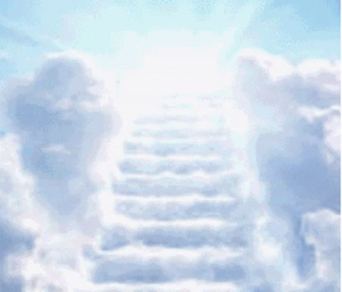 A Cartoon Character With A Halo On Its Head And The Words Ascending To Heaven Below It GIF