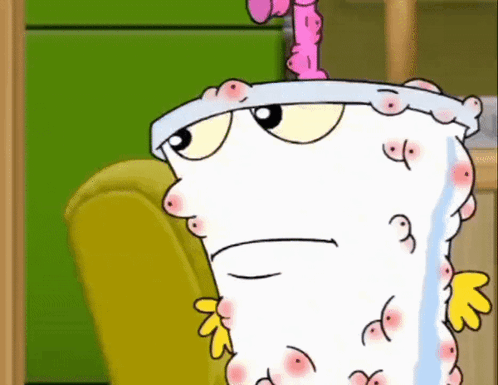 A Cartoon Character With A Headband On His Head And A Yellow Chair In The Background GIF