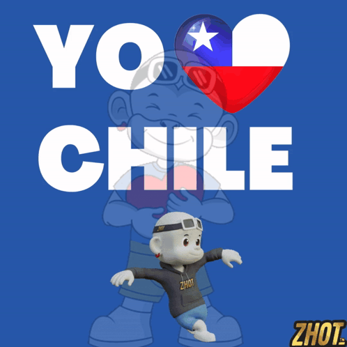 A Cartoon Character With A Heart And The Words Yo Chile Behind Him GIF