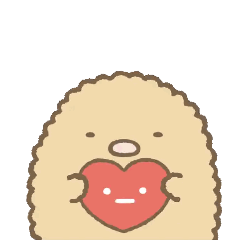 a cartoon character with a heart shaped face behind it