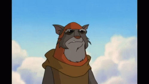 Cartoon Character With Hood In Front Of Cloudy Sky GIF