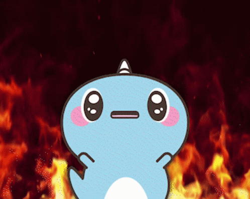 A Cartoon Character With A Horn Is Standing In Front Of A Fire GIF