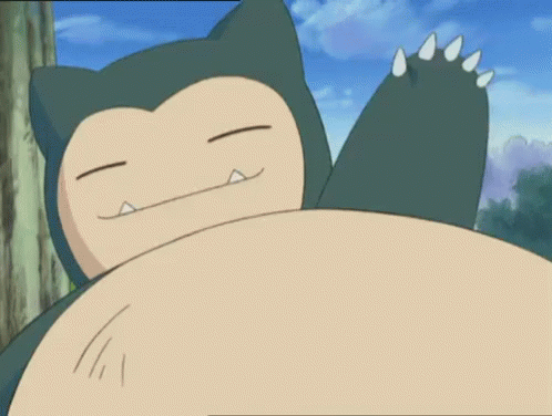 A Cartoon Character With A Large Belly Is Sleeping On A Tree Branch . GIF