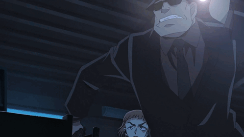 a cartoon character with a light coming out of his eye