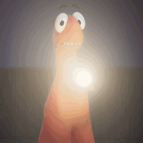 A Cartoon Character With A Light Coming Out Of His Mouth GIF