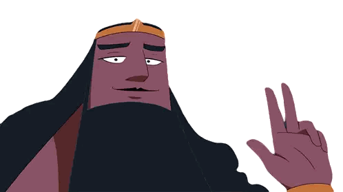 a cartoon character with a long beard and a crown on his head