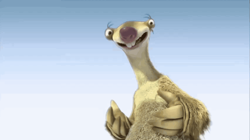 A Cartoon Character With A Long Neck And A Big Smile On His Face GIF