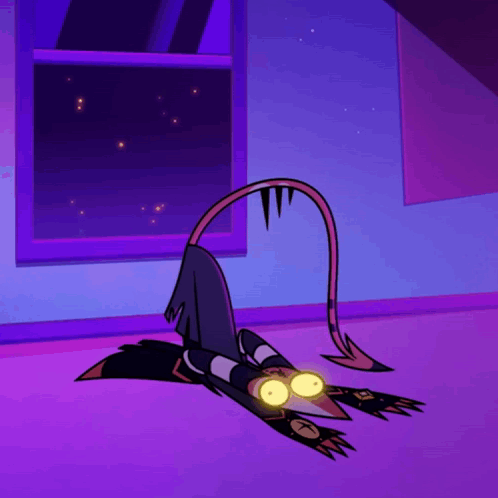 Cartoon Character With Long Tail Laying Down GIF