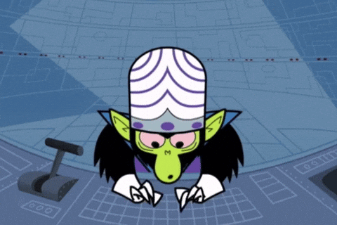 A Cartoon Character With A M On His Face GIF