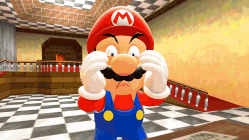 A Cartoon Character With A M On His Hat Is Making A Face GIF