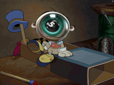 A Cartoon Character With A Magnifying Glass On His Head With A Dollar Sign On It GIF