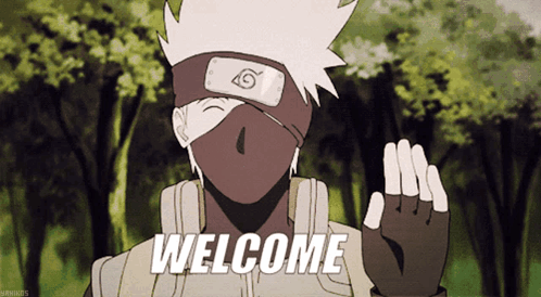 A Cartoon Character With A Mask On His Face Says Welcome GIF