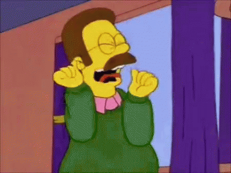 A Cartoon Character With A Mustache And Glasses Is Standing In Front Of A Window . GIF