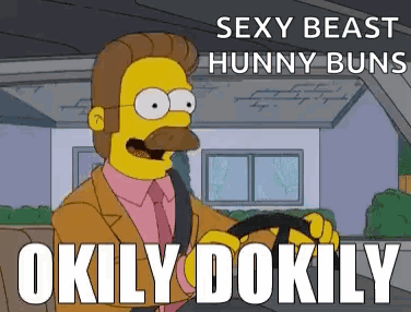A Cartoon Character With A Mustache Is Driving A Car And Says Sexy Beast Hunny Buns Okily Dokily GIF