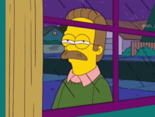 A Cartoon Character With A Mustache Is Looking Out A Window . GIF