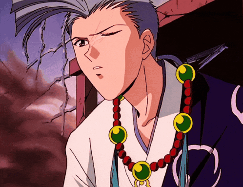 A Cartoon Character With A Necklace Around His Neck And A Broken Book In His Hair GIF