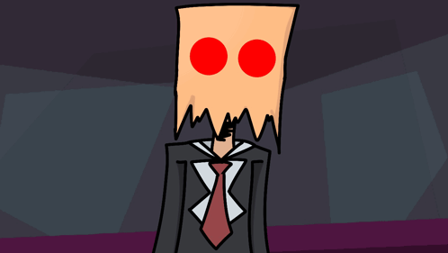 A Cartoon Character With A Paper Bag On His Head Covering His Mouth GIF