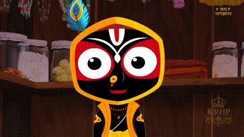 A Cartoon Character With A Peacock Feather On His Head Is Standing In Front Of A Counter With Jars On It GIF