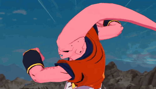 A Cartoon Character With A Pink Face And A Blue Shirt GIF