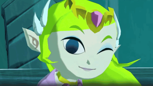 a cartoon character with a pink heart on her head