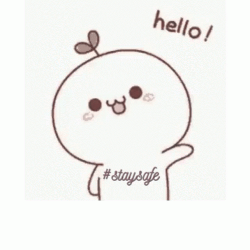 A Cartoon Character With A Plant Growing Out Of It And The Words `` Hello '' . GIF