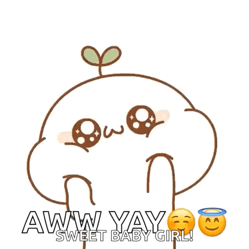 A Cartoon Character With A Plant Growing Out Of Its Head Says Awww Yay Sweet Baby Girl GIF