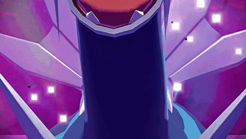 A Cartoon Character With A Purple Background And White Squares On It GIF