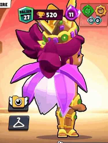 A Cartoon Character With A Purple Flower In Her Hair And A Purple Flower In Her Back GIF