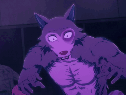 A Cartoon Character With A Purple Furry Body And A Purple Face GIF