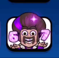 A Cartoon Character With A Purple Hat And A Purple Star On His Head Is Smiling In A Square . GIF