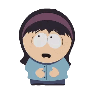 a cartoon character with a purple headband and a surprised look on her face