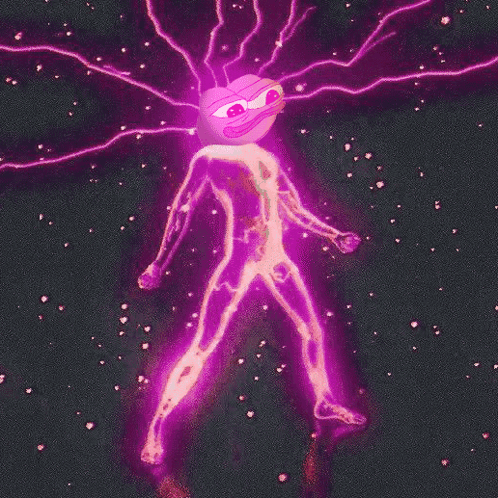 A Cartoon Character With A Purple Lightning Bolt Coming Out Of His Head GIF