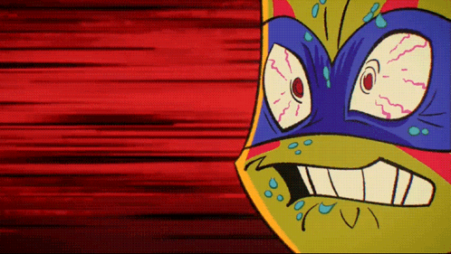 A Cartoon Character With A Purple Mask On Looks Angry GIF