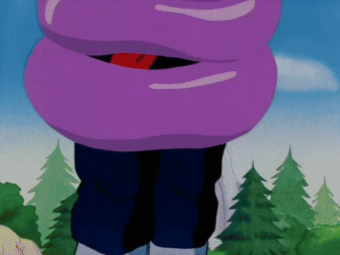 A Cartoon Character With A Purple Sweater On Stands In Front Of Trees GIF
