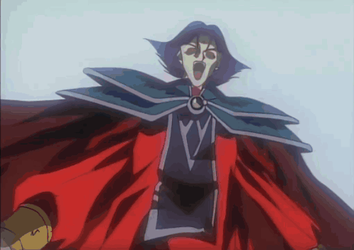 A Cartoon Character With A Red Cape And A Blue Cape With The Letter V On It GIF