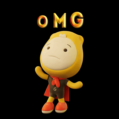 A Cartoon Character With A Red Cape And The Word Omg Behind Him GIF