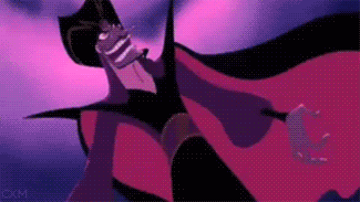 A Cartoon Character With A Red Cape Is Holding A Sword . GIF
