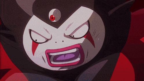 A Cartoon Character With A Red Eye And A Crescent Moon On His Forehead GIF