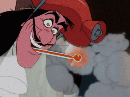 A Cartoon Character With A Red Hat And A Thermometer In His Mouth GIF